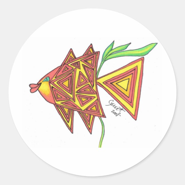 Try Angle Fish Classic Round Sticker (Front)