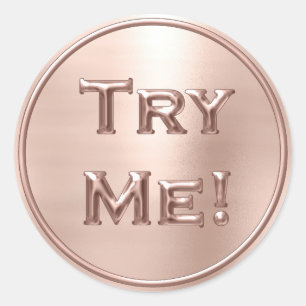Try Blush ROse Gold Tester Sample Container Classic Round Sticker