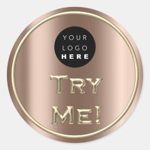Try Bronze Logo Gold Tester Sample Container Classic Round Sticker