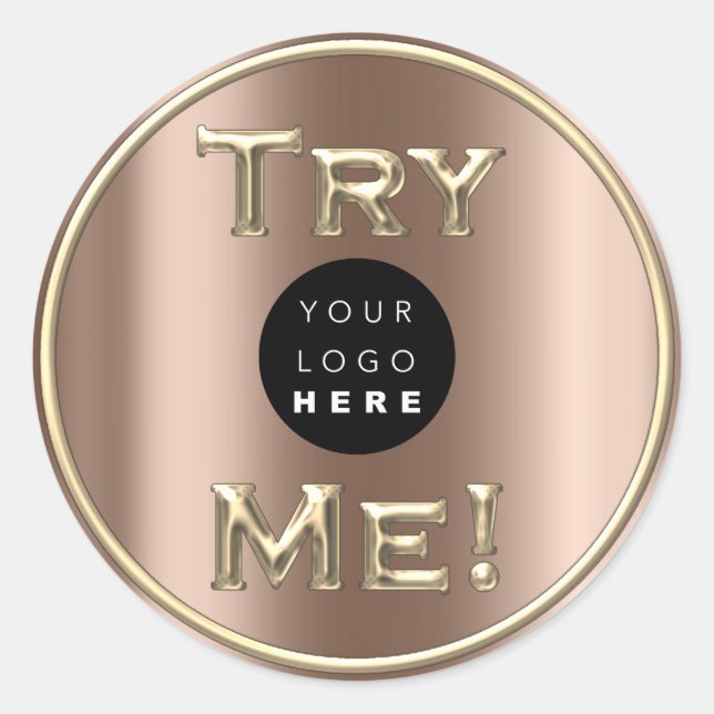 Try Bronze Logo Gold Tester Sample Container Classic Round Sticker (Front)