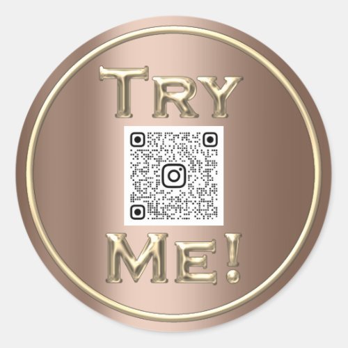 Try It Logo Golden Tester Sample Container QR Code Classic Round Sticker