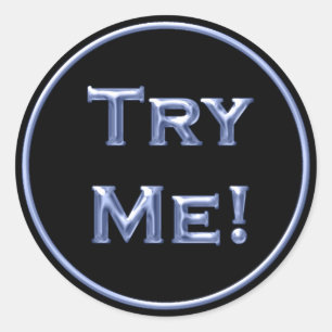 Try Me Black Blue Tester For Sample Container Classic Round Sticker