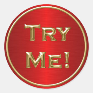 Try Me Black Gold Red For Tester Sample Contain Classic Round Sticker