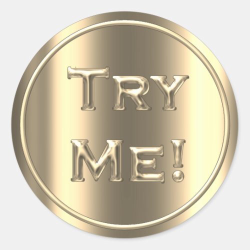 Try Me Champaigne Gold Tester Sample Container Classic Round Sticker