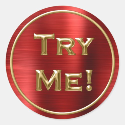 Try Me Gold Brushed Red Tester Sample Container Classic Round Sticker