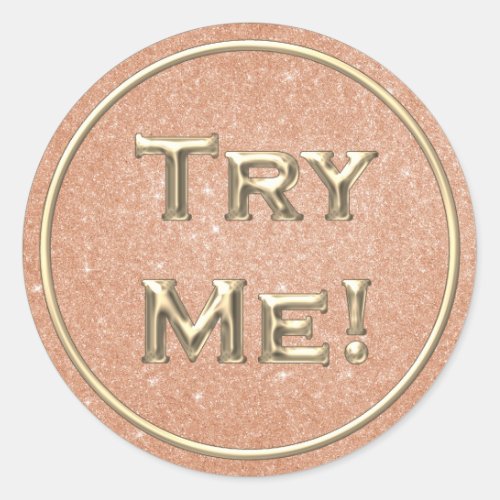 Try Me Gold Peach Blush Tester Sample Container Classic Round Sticker