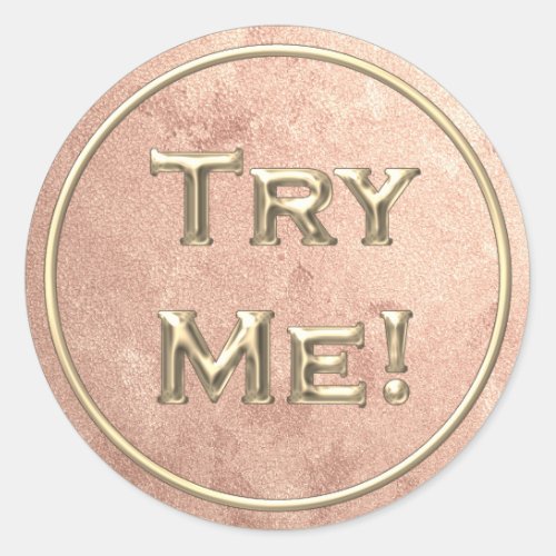Try Me Gold Skinny Blush Tester Sample Container Classic Round Sticker