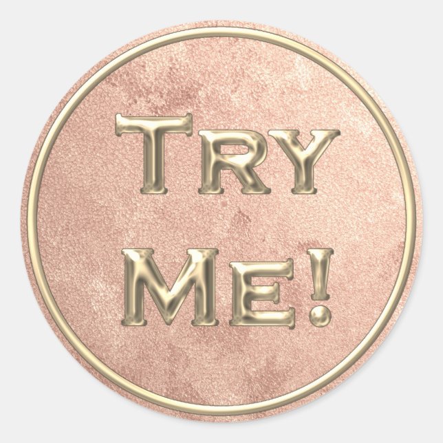 Try Me Gold Skinny Blush Tester Sample Container Classic Round Sticker (Front)