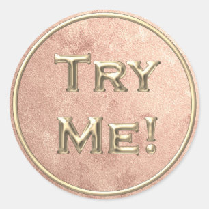 Try Me Gold Skinny Blush Tester Sample Container Classic Round Sticker