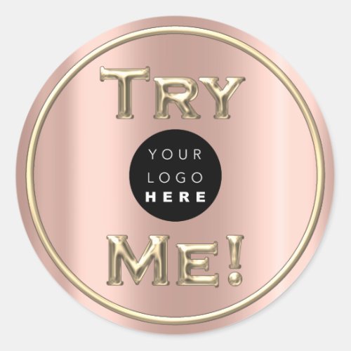 Try Me Logo Gold Tester Sample Container Rose Classic Round Sticker