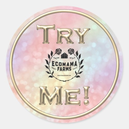 Try Me Logo Golden Tester Sample Holographic Classic Round Sticker