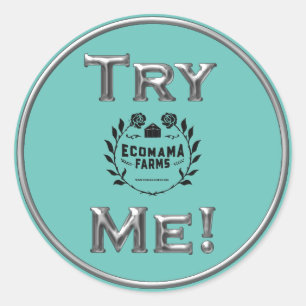 Try Me Logo Mint Product Tester Sample Container Classic Round Sticker