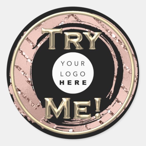 Try Me Logo Rose Black Tester Sample Container Classic Round Sticker