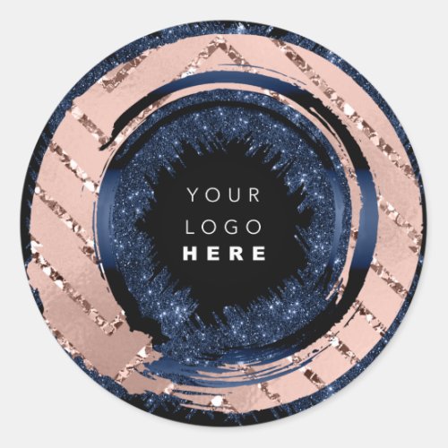 Try Me Logo Rose Blue Navy Tester Sample Container Classic Round Sticker