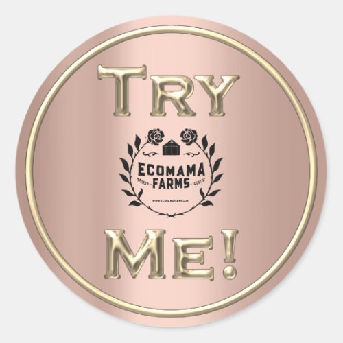 Try Me Logo Rose Gold Tester Sample Container Classic Round Sticker