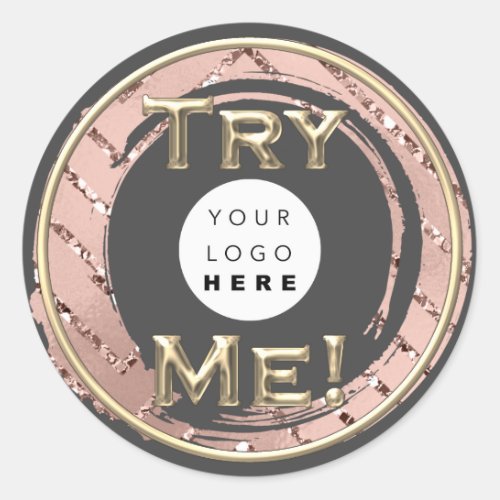 Try Me Logo Rose Gray Tester Sample Container Classic Round Sticker