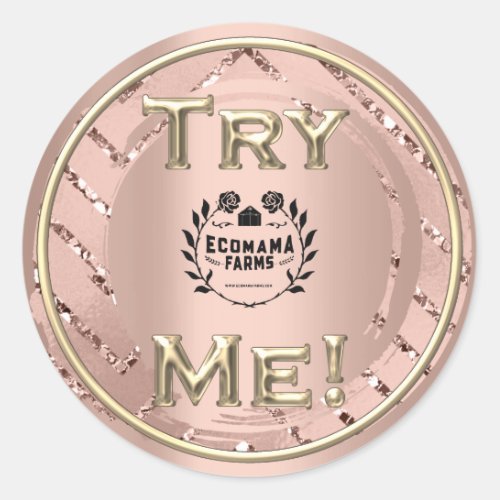Try Me Logo Rose Modern Tester Sample Container Classic Round Sticker