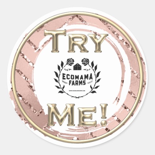 Try Me Logo Rose White Tester Sample Container Classic Round Sticker