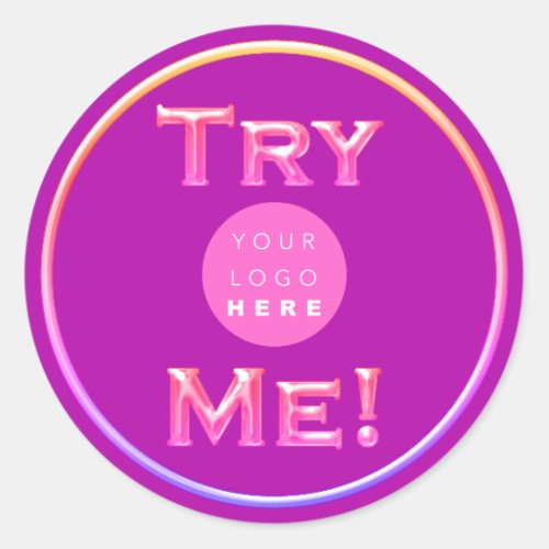 Try Me Logo Tester Sample Pink Small Business Classic Round Sticker