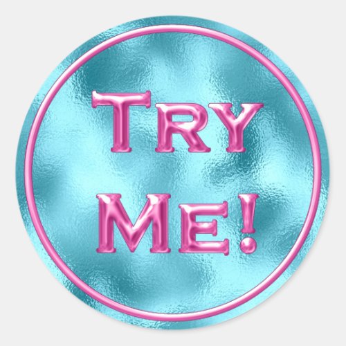 Try Me Ocean Pink Tester Sample Container Classic Round Sticker