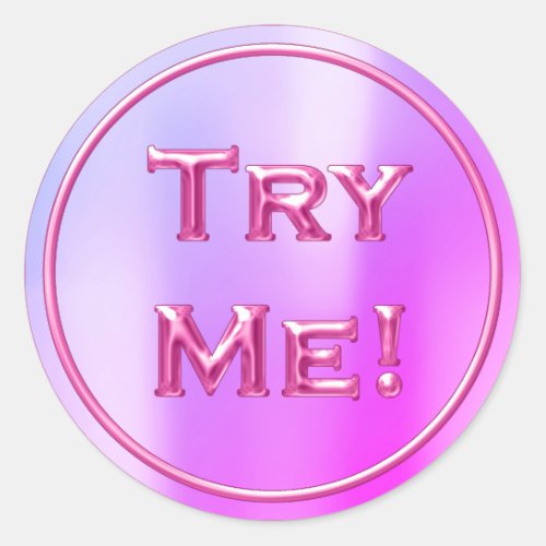 Try Me Ombre Fuchsia Pink Tester Sample Container Classic Round Sticker