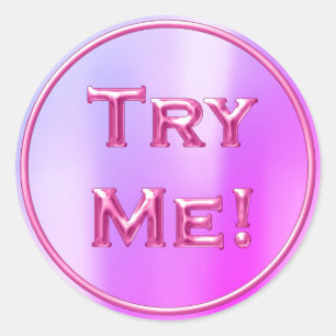 Try Me Ombre Fuchsia Pink Tester Sample Container Classic Round Sticker