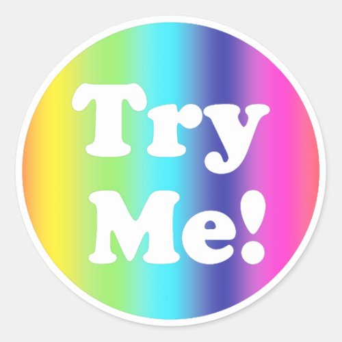 Try Me Rainbow Pink Tester Sample Container Classic Round Sticker