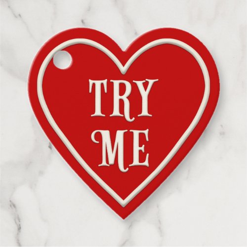 Try Me Red Heart Personalized Valentines Day Favor Tags