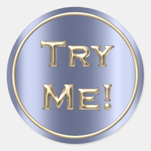 Try Me Rose Gold Blue Tester Sample Container Classic Round Sticker