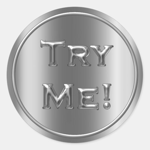 Try Me Rose Gray Silver Tester Sample Container Classic Round Sticker