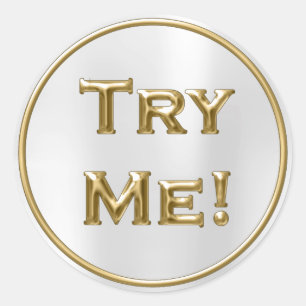 Try Me Silver Gold For Tester Sample Container Lux Classic Round Sticker