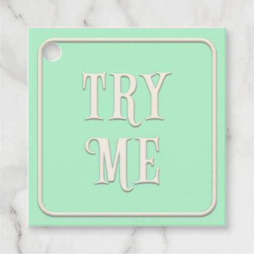 Try Me Victorian Tea Party Green Square Custom Favor Tags