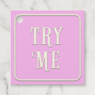 "Try Me" Victorian Tea Party Pink Square Favor Tags