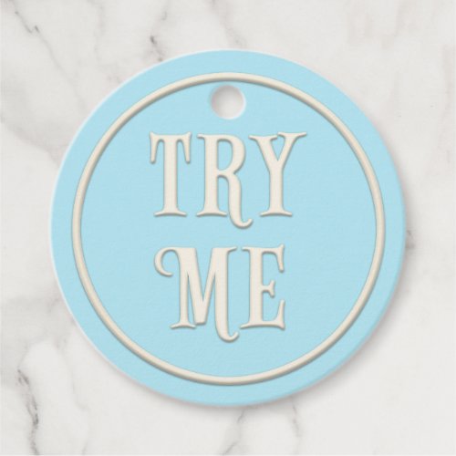 Try Me Wonderland Tea Party Blue Personalized Favor Tags