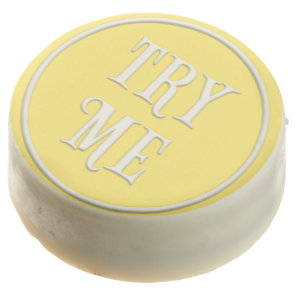 "Try Me" Wonderland Tea Party Canary Yellow Chocolate Covered Oreo