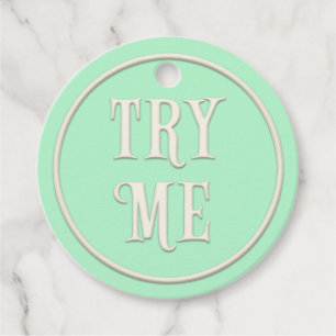 "Try Me" Wonderland Tea Party Green Personalized Favor Tags