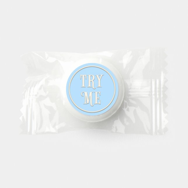 "Try Me" Wonderland Tea Party Pastel Blue Life Saver® Mints (Front)