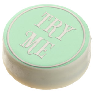 "Try Me" Wonderland Tea Party Pastel Green Chocolate Covered Oreo