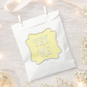 "Try Me" Wonderland Tea Party Pastel Yellow Favor Bag