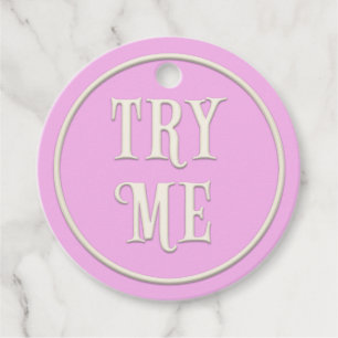 "Try Me" Wonderland Tea Party Pink Personalized Favor Tags