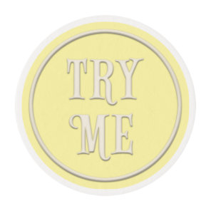 "Try Me" Wonderland Tea Party Pretty Yellow Edible Frosting Rounds