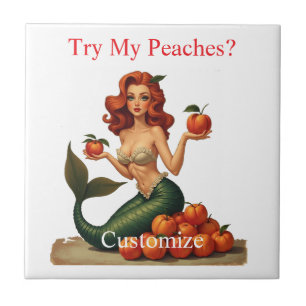 Try My Peaches Mermaid Thunder_Cove Ceramic Tile