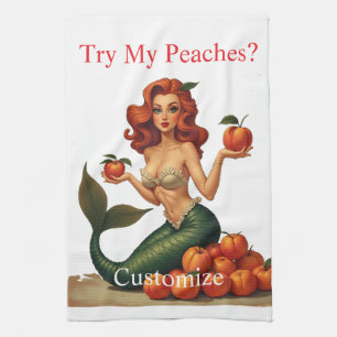 Try My Peaches Mermaid Thunder_Cove Kitchen Towel