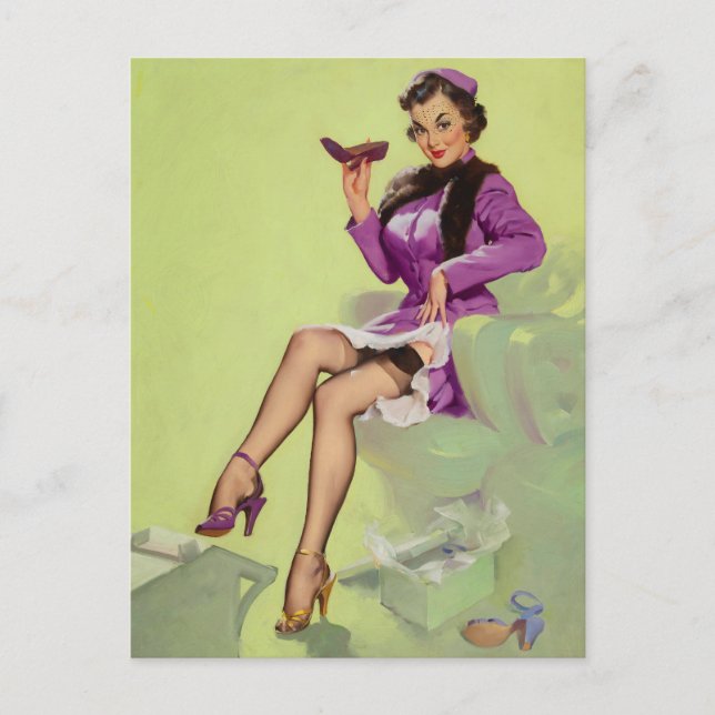 Try New Shoes Women Pin Up Postcard (Front)
