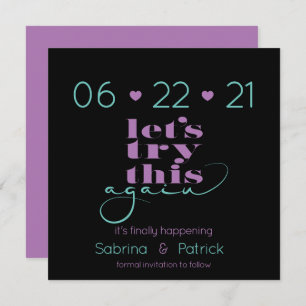 Try This Again Teal and Lilac Save-the-Date Invitation