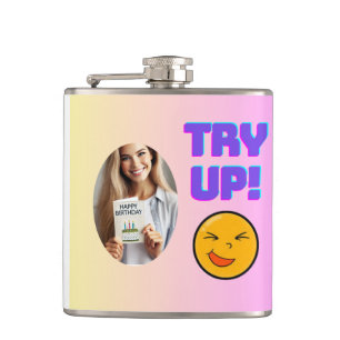 Try Up! Fun Emoji Design for Holiday Cheer Flask