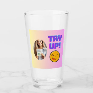 Try Up! Fun Emoji Design for Holiday Cheer Glass