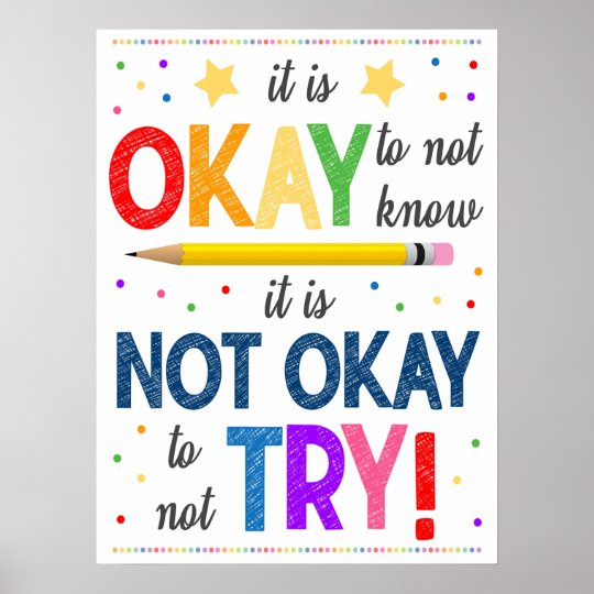 Try Your Best Rainbow Classroom Poster | Zazzle.com