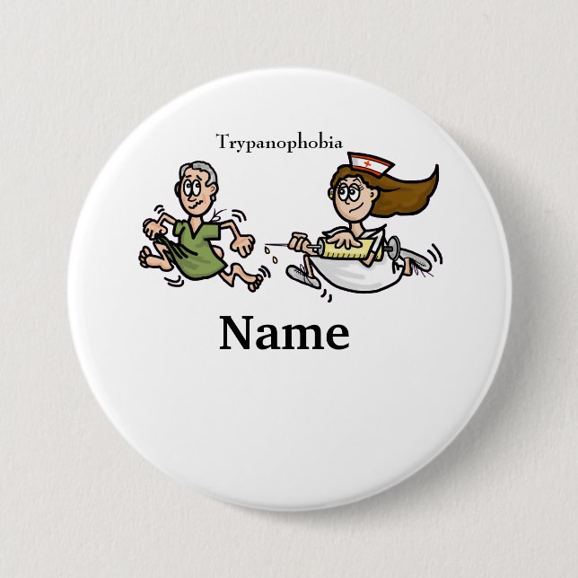 Trypanophobic or  Fear of Needles Nurse Button (Front)
