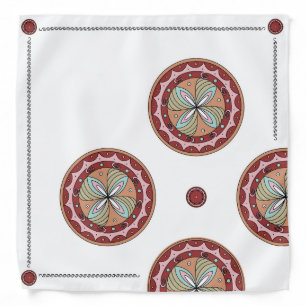 Trypillian Floral Rosette White Ethno Bandana